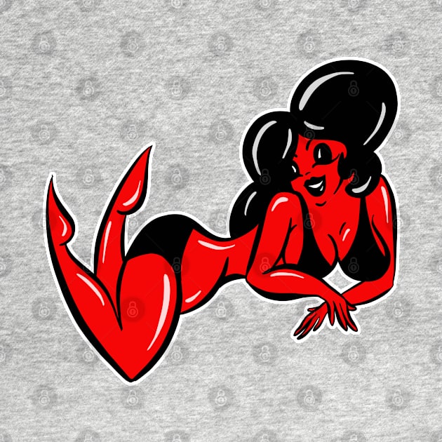 Sexy Red Devil Woman Pin Up Cartoon by Squeeb Creative